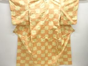 アンティーク　花模様織り出し十日町紬着物